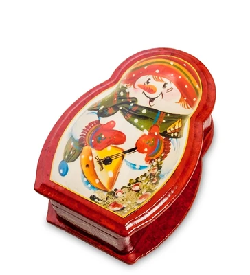 ШК-11/61-B Шкатулка в технике декупаж «Матрешка-снеговик» (14х10х5) 845498662
