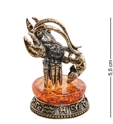 AM-2742 Фигурка «Знак зодиака-Рак» (латунь, янтарь) 614946297