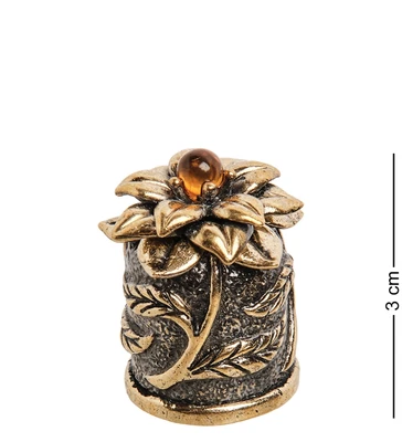 AM-1916 Наперсток «Лотос с магнитом» (латунь, янтарь) 1958092554