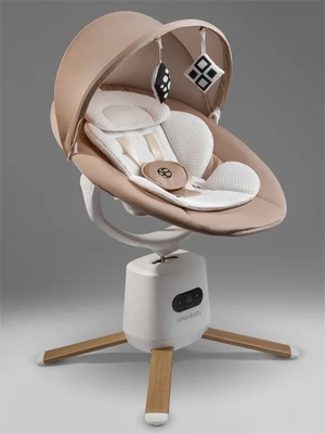 Качели электронные детские Amarobaby Jolly swing, бежевый, белый вкладыш AB25-22JOLLY/0300