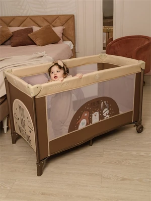 Манеж-кровать Amarobaby MULTIFORM (Smile Friends) прямоугольный, бежевый AMARO-26MSF-Be