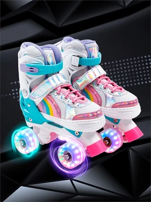 Ролики Amarobaby Disco раздвижные со светящимися колесами, розовые, размер 26-29 AMARO-35Di-Pi-26