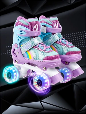 Ролики Amarobaby Disco раздвижные со светящимися колесами, фиолетовый AMARO-35Di-Pu-26