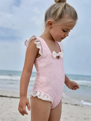 Купальник слитный для девочки Amarobaby Charm, сиреневый АВ-OD26-41CM/17-92