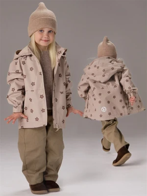 Ветровка детская Amarobaby Easy Fit, бежевый, цветы AB-OD26-EASY36/03-92