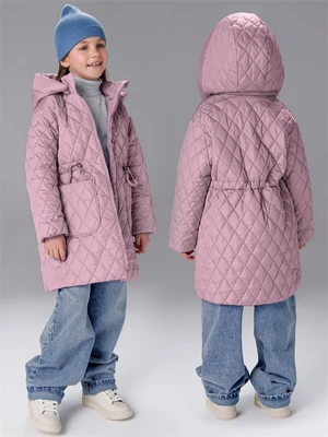Пальто стёганое демисезонное Amarobaby PEARL, пудровый AB-OD26-PEARL29/27-122