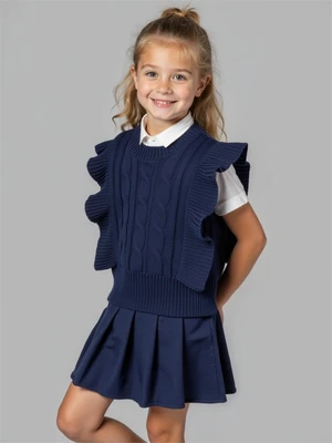 Жилет Amarobaby Pure Love School Vogue, вязаный, синий AB-OD25-PLSVG1001/20-122