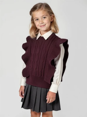 Жилет Amarobaby Pure Love School Vogue, вязаный, бордовый AB-OD25-PLSVG1001/08-122