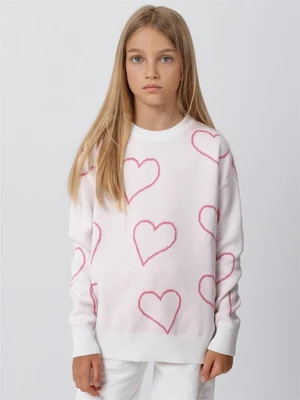 Свитер детский вязаный Amarobaby HEART, цвет молочный AB-OD24-H26/33-122