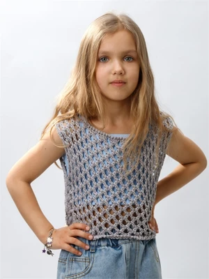 Жилет вязаный сетка детский Amarobaby MESH, цвет серый AB-OD24-KNIT10M/11-128
