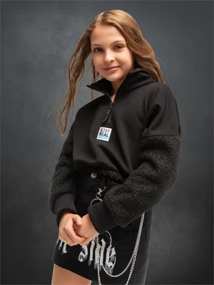 Толстовка детская с молнией на горловине Amarobaby COMFORT, цвет черный AB-OD23-32C/09-128