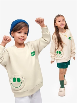 Свитшот с накладным карманом Amarobaby SMILE, цвет кремовый AB-OD23-S28/02-110