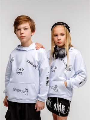 Худи детское с капюшоном  Amarobaby Slang, белый AB-OD23-28S/00-128