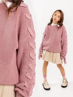 Свитер для девочки Amarobaby KNIT Wear, пудровый AB-OD21-KNITW2602/27-128