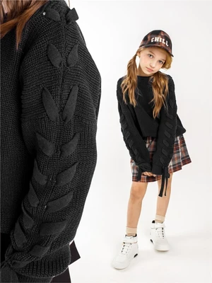 Свитер для девочки Amarobaby KNIT Wear, черный AB-OD21-KNITW2602/09-128