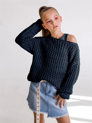 Свитер для девочки Amarobaby KNIT Trend, синий AB-OD21-KNITT2602/20-128