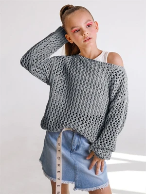 Свитер для девочки Amarobaby KNIT Trend, серый AB-OD21-KNITT2602/11-128