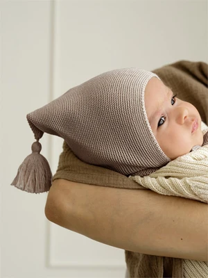 Шапочка детская Amarobaby Pure Love Sweet вязаная, коричневый AB-OD23-PLS16/12-38