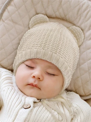 Шапка детская вязаная Amarobaby Pure Love Teddy, демисезонная, молочный AB-OD22-PLTe16/33-38