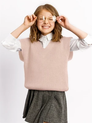 Жилет для девочки Amarobaby KNIT, бело-розовый AB-OD21-KNIT10S/00-122