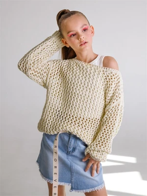 Свитер для девочки Amarobaby KNIT Trend, молочный AB-OD21-KNITT2602/33-128