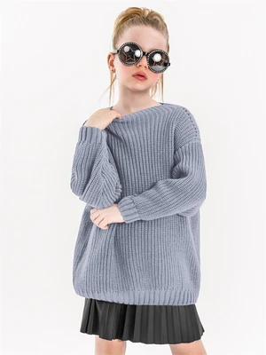 Свитер для девочки Amarobaby KNIT Soft, серый AB-OD21-KNITS2602/11-122