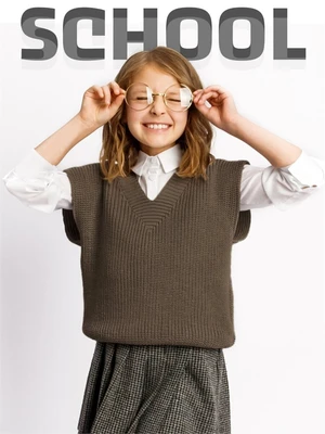 Жилет для девочки Amarobaby KNIT, бежевый AB-OD21-KNIT10/03-122