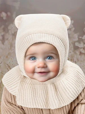 Шапка-шлем детская вязаная Amarobaby Pure Love Helmet, молочный, с подкладом AB-OD22-PLH16/33-38