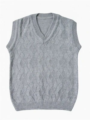 Жилет для мальчика Amarobaby Pure Love, School, вязаный, серый AB-OD21-PLS1001/11-122