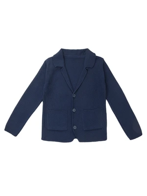 Жакет для мальчика, Amarobaby Pure Love, School, вязаный, синий AB-OD21-PLS2001/20-122