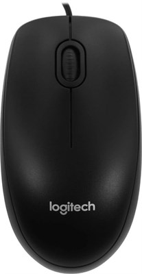 Мышь проводная Logitech B100, оптическая, USB, 1000dpi, черный [910-006605] 1826276