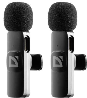 Микрофон беспроводной ANC на прищепке 2шт+ресивер Type-C черн. Talky-138 64138 DEFENDER 210802800
