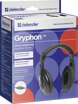 Наушники Defender Gryphon 751, цвет черный 1775621851