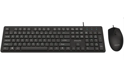 Клавиатура+мышь Philips Клавиатура + мышь SPT6264, русская заводская раскладка SPT6264B/60, цвет черный 134531816