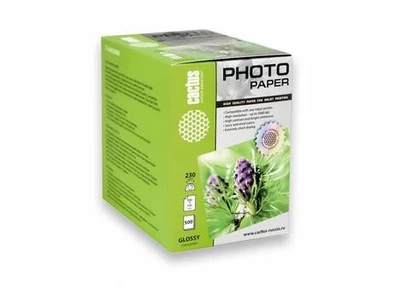 Бумага белый Cactus 10x15/230г/м2/500л./белый глянцевое, CS-GA6230500 770384828