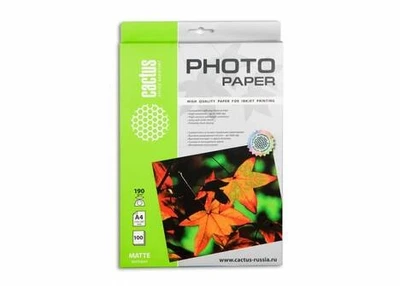 Бумага белый Cactus A4/190г/м2/100л. матовое, CS-MA4190100 1417047412