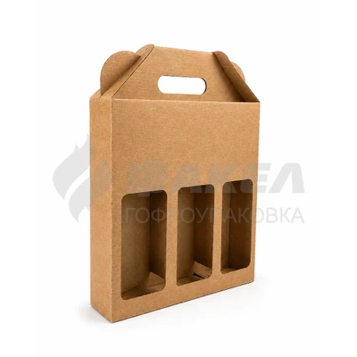 Короб с ручкой и окном под 3 бутылки 1776528908