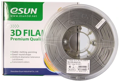 PLA Plus пластик ESUN Silver серебристый 1,75 мм (1кг) 2143944450