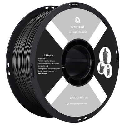 PLA Rapido пластик Qidi Tech Black Черный 1,75 мм (1 кг) 836187707