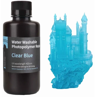 Фотополимерная смола Elegoo Water Washable Resin Clear Blue (1кг) 43020301
