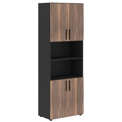 Шкаф-стеллаж высокий VELION VENEER VRHCS 80.4, американский орех/яшма черный, 800х430х2253 мм 960727913