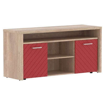 Тумба с фригобаром TORR LUX TLTF-3D, красный/дуб каньон, 1640х550х800 мм 159882797