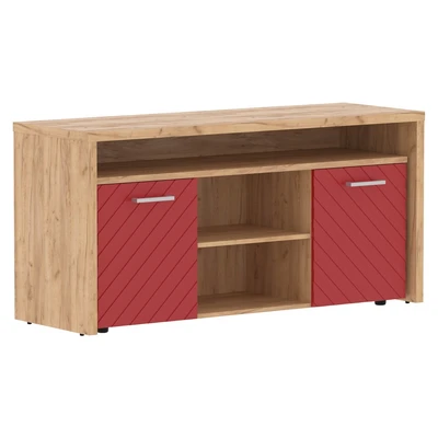 Тумба с фригобаром TORR LUX TLTF-3D, красный/дуб бофорд, 1640х550х800 мм 1507808673