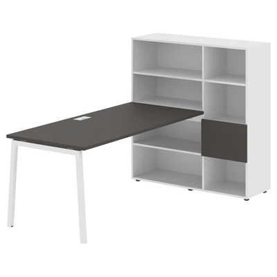 Стол-стеллаж EDIS L ELRST 1217, мокко/белый, 2190х1250х1355 мм 1923994847