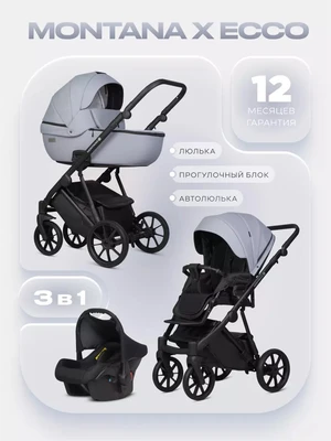 Коляска 3 в 1 Riko Basic Montana X Ecco 23 Grey 1677907442