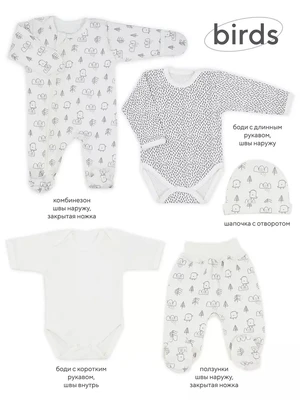 Комплект для новорожденного Mowbaby Birds (5 предметов) milk арт. 5-82 1239173718
