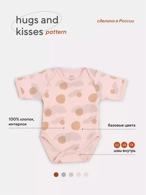 Боди Rant Hugs and kisses с коротким рукавом Pattern pink 6273 1881243525