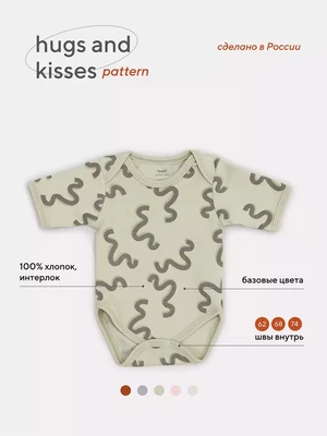 Боди Rant Hugs and kisses с коротким рукавом Pattern green 6273 1771269742