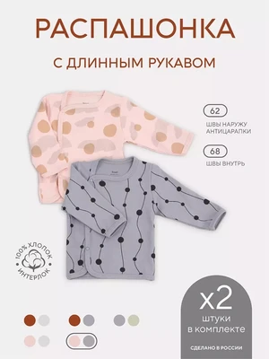 Распашонка 2 шт. Rant Hugs and kisses Pattern Grey-pink 53/54 1044324022