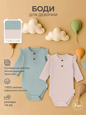 Боди 2 шт. Rant Waffy для девочки Milk-mint арт. 5-92 1428754205